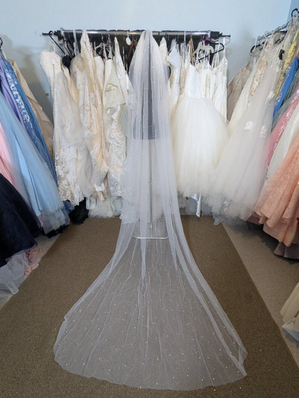 Cathedral Length Pearl Bridal Veil